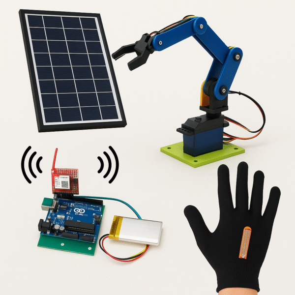 Smart Solar-Powered Pick and Place Robot Using Hand Motion Control – Advanced Wireless Robotic Arm Project Kit
