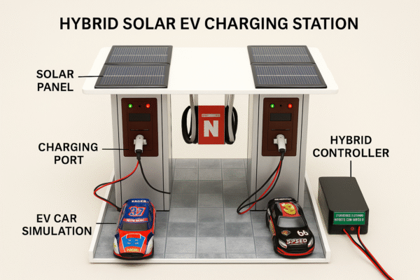Hybrid Solar Electric Vehicle (EV) Charging Station – Dual Power Smart Renewable Energy Project Kit